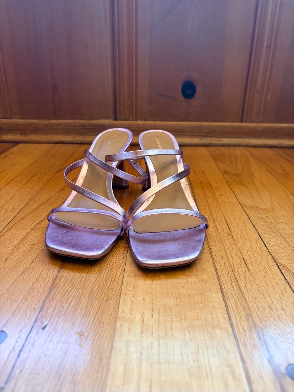 Reformation Metallic Lavender Strappy Sandals